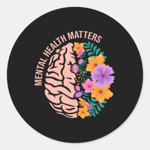 Mental Health Problems Gift Awareness Month Mental Classic Round Sticker