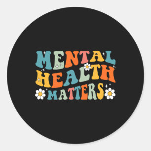 Mental Health Problems Groovy Psychologist Therapy Classic Round Sticker