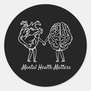 Mental Health Problems Heart Brain Neurodiversity Classic Round Sticker