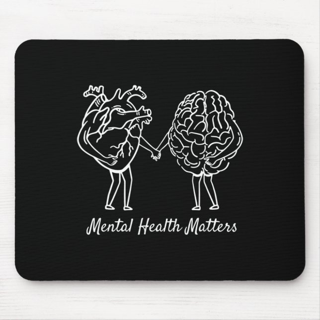 Mental Health Problems Heart Brain Neurodiversity  Mouse Mat (Front)