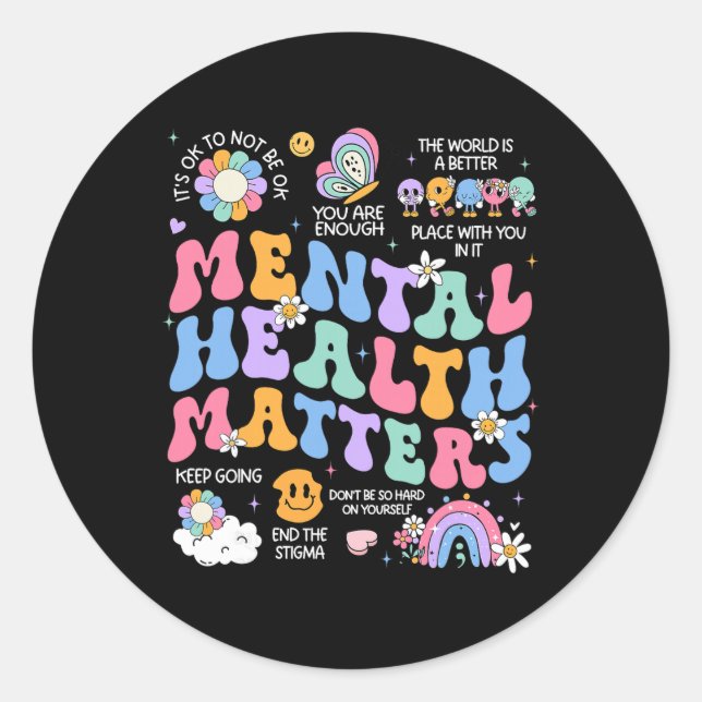 Mental Health Problems Human Brain Illness Awarene Classic Round Sticker (Front)