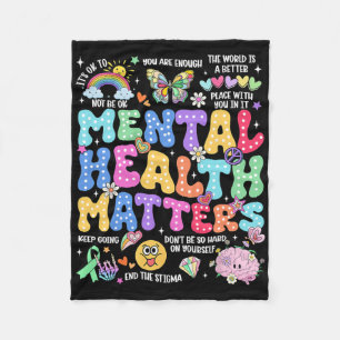 Mental Health Problems Human Brain Illness Awarene Fleece Blanket