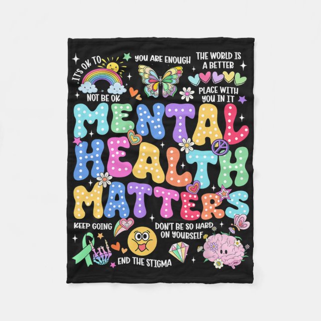 Mental Health Problems Human Brain Illness Awarene Fleece Blanket (Front)