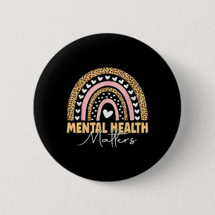 Mental Health Problems Leopard Boho Rainbow Awaren 6 Cm Round Badge