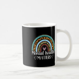 Mental Health Problems Leopard Print Boho Rainbow Coffee Mug