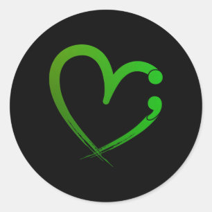 Mental Health Problems Semicolon Heart Awareness M Classic Round Sticker