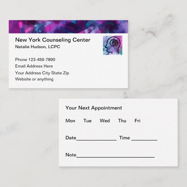 Mental Health Psychotherapist Appointment Cards  (Front/Back)