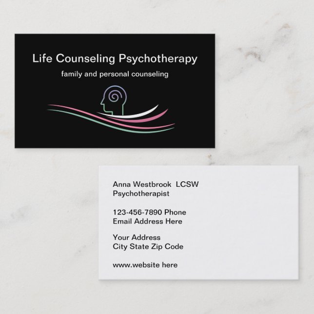 Mental Health Psychotherapist Business Cards (Front/Back)