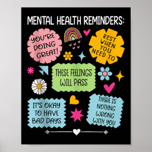 Mental Health Reminders Green Ribbon Mental Health Poster