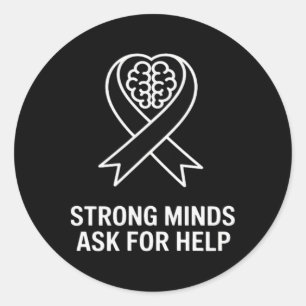 Mental Health Ribbon Brain Graphic Classic Round Sticker