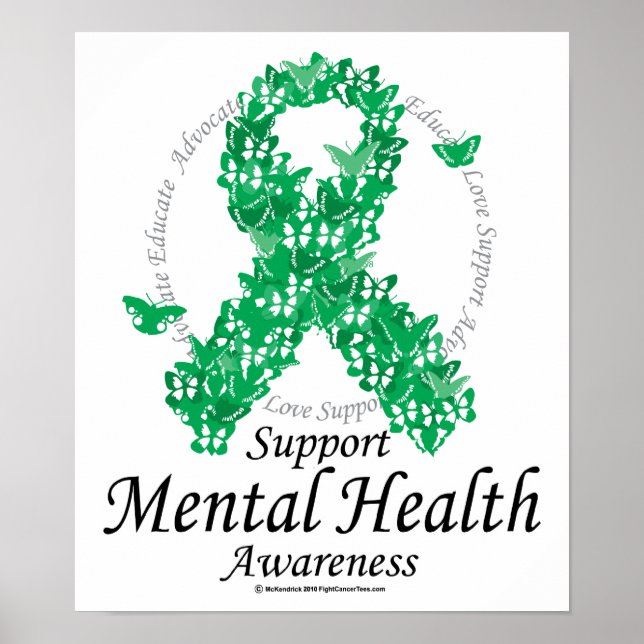 Mental Health Ribbon of Butterflies Poster (Front)
