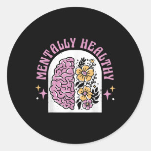 Mental Health S Awareness Flowers Brains Clothing Classic Round Sticker
