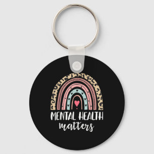 Mental Health S Awareness Leopard Rainbow Women Fu Key Ring