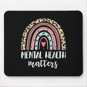 Mental Health S Awareness Leopard Rainbow Women Fu Mouse Mat