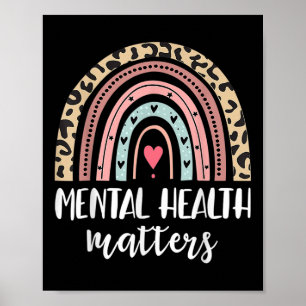 Mental Health S Awareness Leopard Rainbow Women Fu Poster