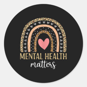 Mental Health S Awareness Shirt Rainbow Leopard Pr Classic Round Sticker