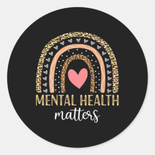 Mental Health S Awareness Shirt Rainbow Leopard Pr Classic Round Sticker