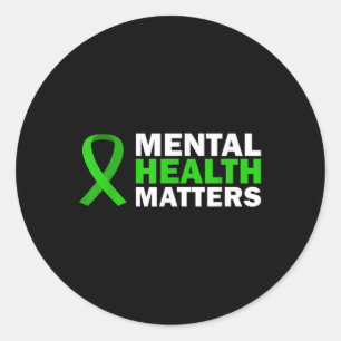 Mental Health S Awareness Solidarity Green Ribbon Classic Round Sticker