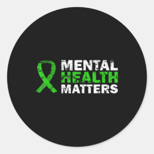 Mental Health S Awareness Solidarity Green Ribbon Classic Round Sticker