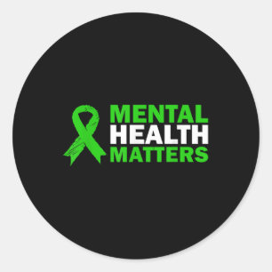 Mental Health S Awareness Solidarity Green Ribbon  Classic Round Sticker