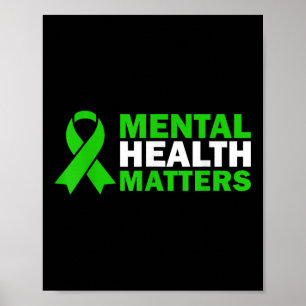 Mental Health S Awareness Solidarity Green Ribbon Poster