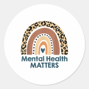 Mental Health S Boho Rainbow Mental Health Awarene Classic Round Sticker
