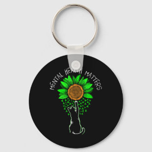 Mental Health S Cat Awareness Flower Women Men Kid Key Ring