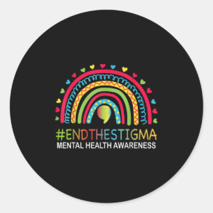 Mental-health S End The Stigma Rainbow Boho  Classic Round Sticker