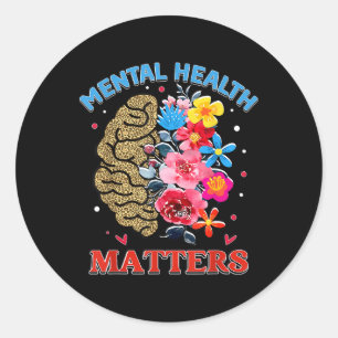 Mental Health S Floral Brain Depression Awareness Classic Round Sticker