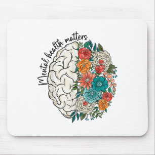 Mental Health S Floral Brain Mental Health Awarene Mouse Mat