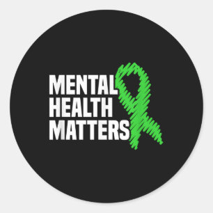 Mental Health S Green Ribbon Mental Health Awarene Classic Round Sticker
