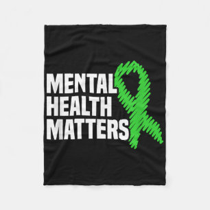 Mental Health S Green Ribbon Mental Health Awarene Fleece Blanket