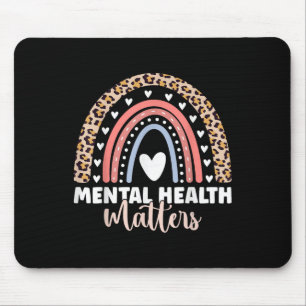 Mental Health S Leopard Print Boho Rainbow Awarene Mouse Mat