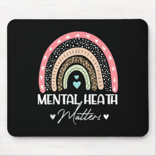 Mental Health S Leopard Print Rainbow Awareness Mouse Mat