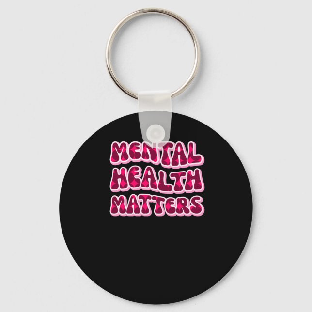 Mental Health S Pink Text Sticker  Key Ring (Front)