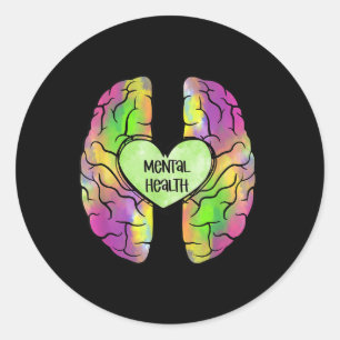 Mental Health S Rainbow Brain Mental Health Awaren Classic Round Sticker