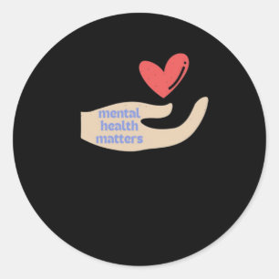 Mental Health S Red Heart Hand Design Solaandsoli Classic Round Sticker