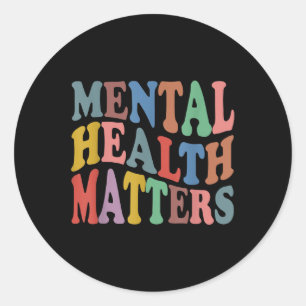 Mental Health S Retro Groovy Mental Health Awarene Classic Round Sticker