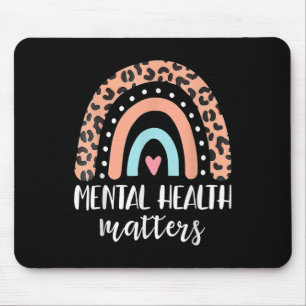 Mental Health S Shirt Leopard Boho Rainbow Awarene Mouse Mat