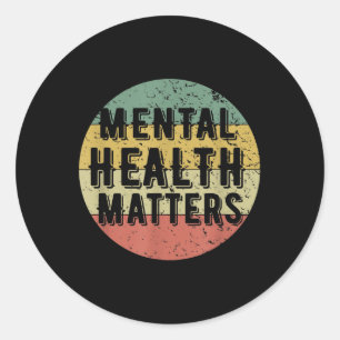 Mental Health S Vintage Retro 90s Style Awareness Classic Round Sticker