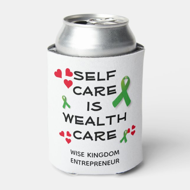 Mental Health SELF CARE IS WEALTH CARE Christian Can Cooler (Can Front)
