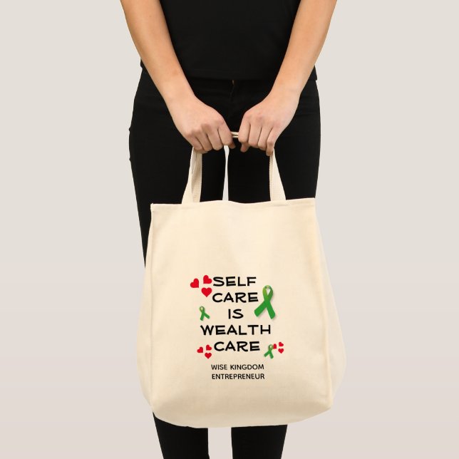 Mental Health SELF CARE WEALTH CARE Christian Tote Bag (Front (Product))