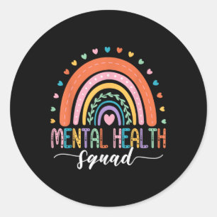 Mental Health Squad Boho Rainbow Brain Illness Awa Classic Round Sticker
