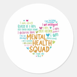 Mental Health Squad Love Heart Facts Mental Health Classic Round Sticker