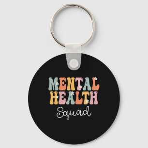 Mental Health Squad Week Groovy Appreciation Day F Key Ring