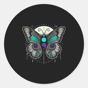 Mental Health Suicide Awareness Semicolon Butterfl Classic Round Sticker