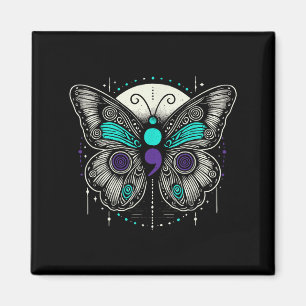 Mental Health Suicide Awareness Semicolon Butterfl Magnet