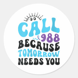 Mental Health Support 988 Suicide Prevention Week Classic Round Sticker