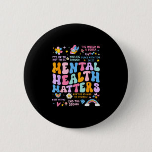 Mental health support squad groovy men women kids 6 cm round badge