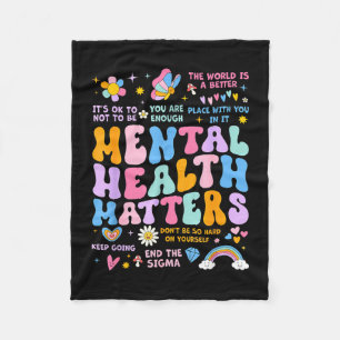 Mental health support squad groovy men women kids fleece blanket